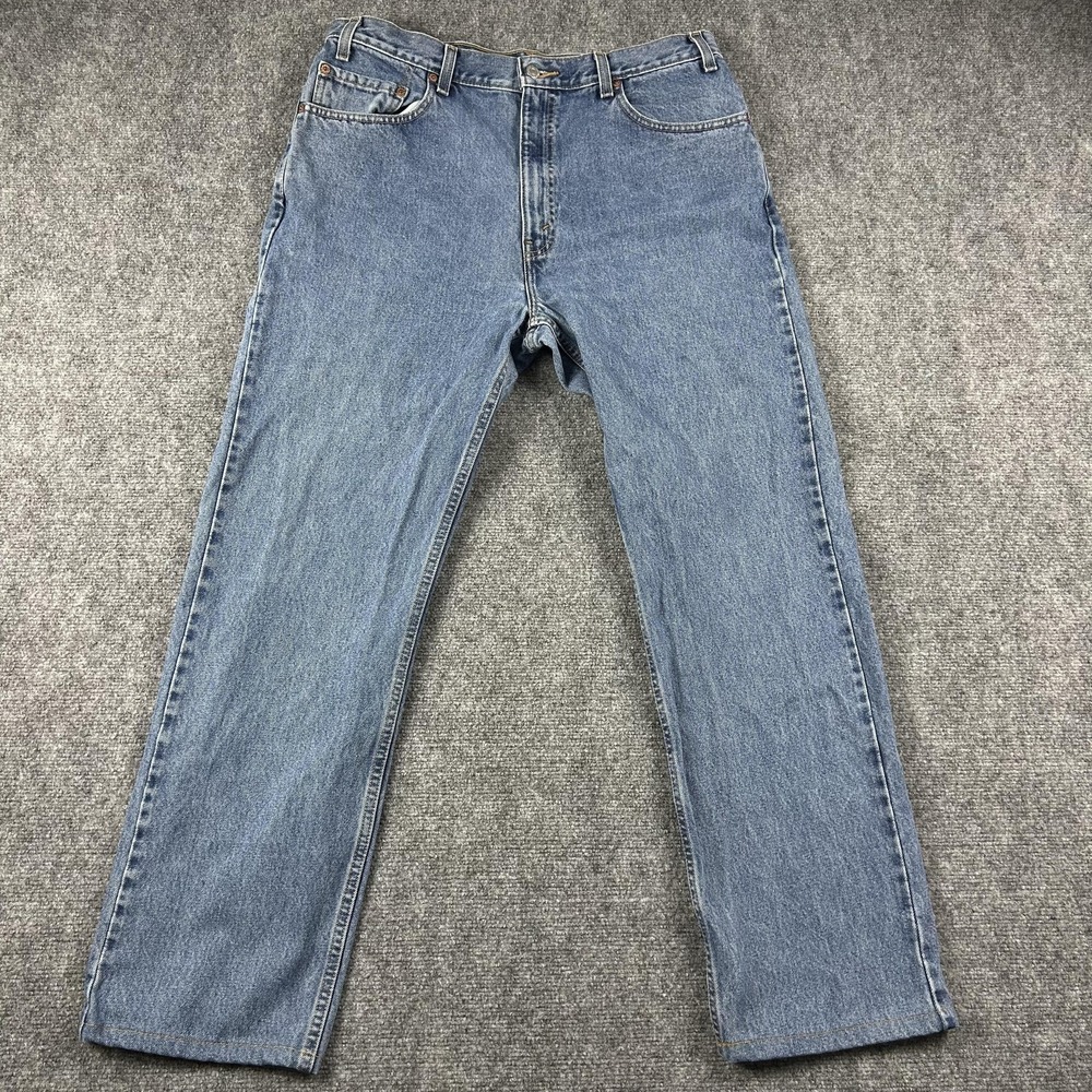 VTG Levi's 505 Jeans Mens 36x34 Blue Regular Fit Straight Light Wash Denim USA